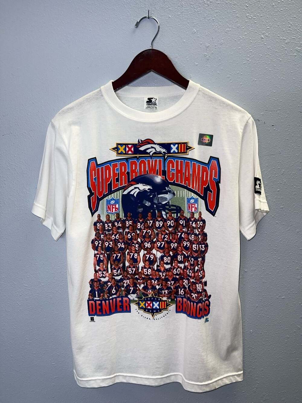 Vintage 1998 Denver Broncos Super Bowl XXXII Champions Starter Youth Tee 0431